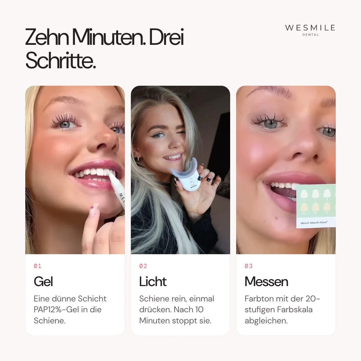 Zehn Minuten, drei Schritte: Gel, Licht, messen, gezeigt von Creatorn