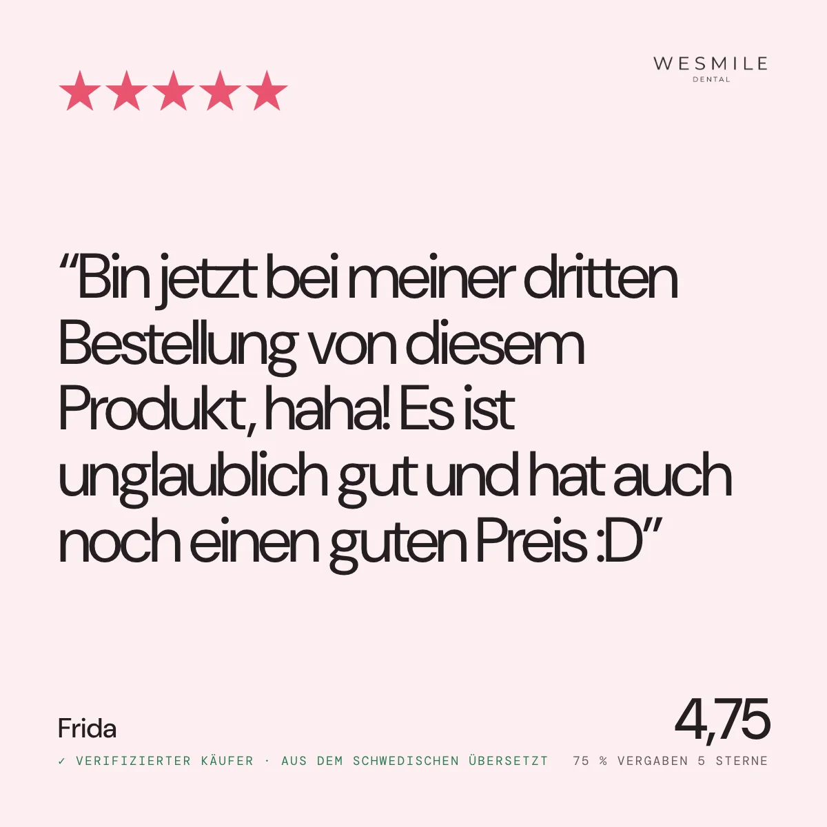 Bewertung von Frida, 4,75 aus 4 Bewertungen